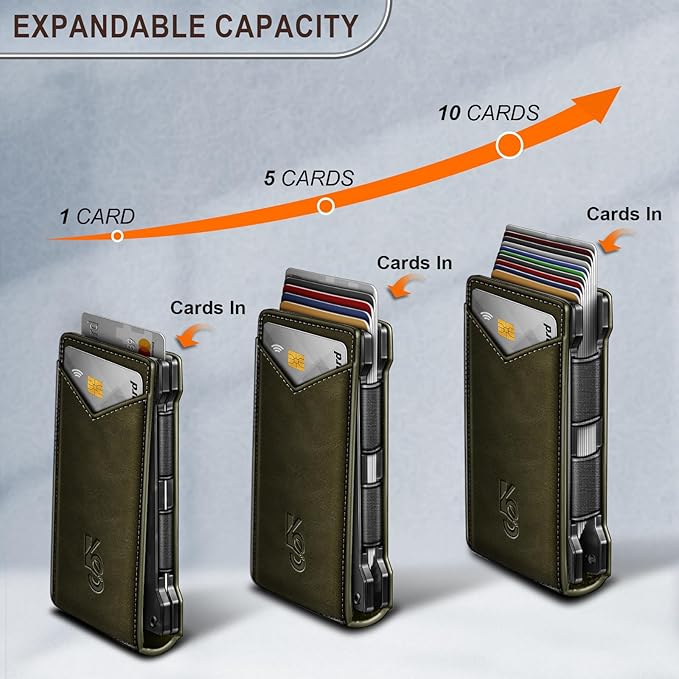 KEMISANT Men Wallet- Slim Wallet Money Clip For Gift Men in Front Pocket 12Cards-Metal Case with Magnetic Flip