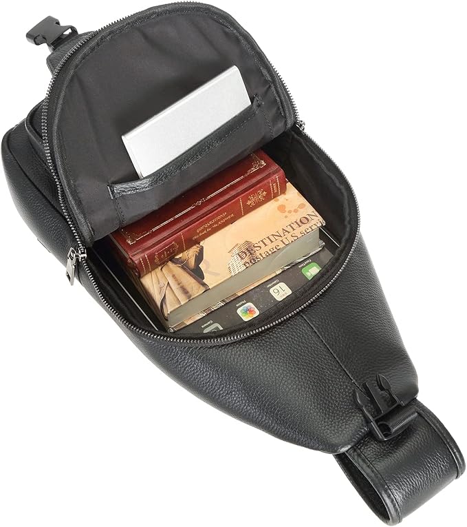 Polare Cowhide Italian Leather Sling Chest Shoulder Bag Waterproof Anti Theft Crossbody Casual Daypack