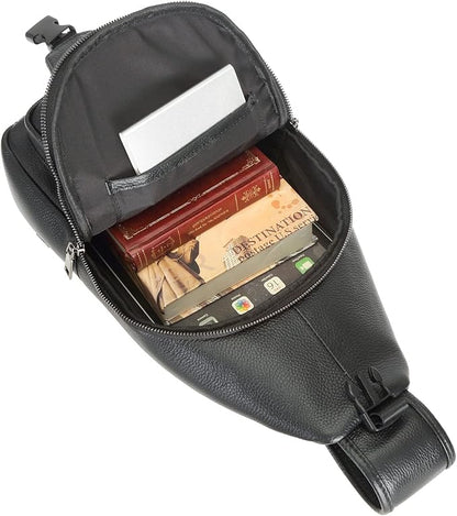 Polare Cowhide Italian Leather Sling Chest Shoulder Bag Waterproof Anti Theft Crossbody Casual Daypack