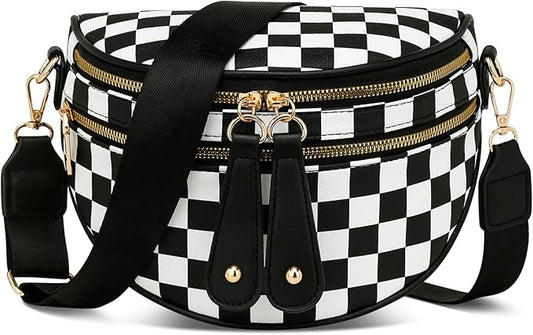 KKXIU Crossbody Sling Bag for Women Trendy Fanny Pack Vegan Leather Chest Bag | Trendy
