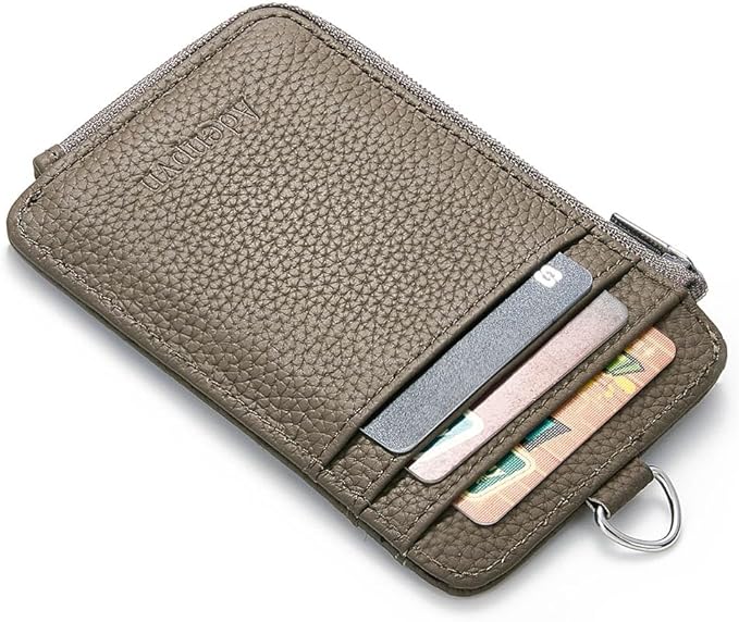 Badge Holder – Genuine Leather ID Badge Holder with Zipper Pocket and Nylon Lanyard – Perfect for Badges, Cards, and More