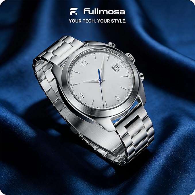 Fullmosa 18mm Stainless Steel Watch Band, Quick Release Metal Replacement Strap with Removable Links, Includes Spring Bars & Link Removal Tool for Men Women (Silver)