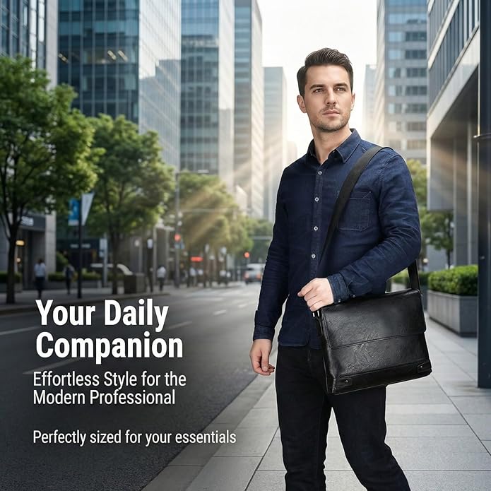 Messenger Bag for Men, 13 inch Purse Crossbody Bag, Waterproof Shoulder Bag for Office Business