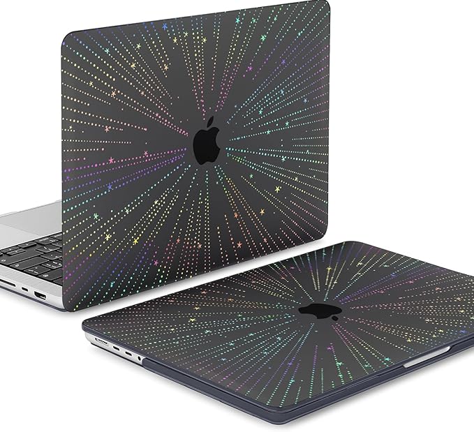 KEROM Clear Black Case for MacBook Pro 13 inch 2022-2016 M2 M1 A2338 A2289 A2251 A2159 A1989 A1706, MacBook Pro 13 inch Clear Case with Design, Plastic Hard Shell Case & Keyboard Cover, Line
