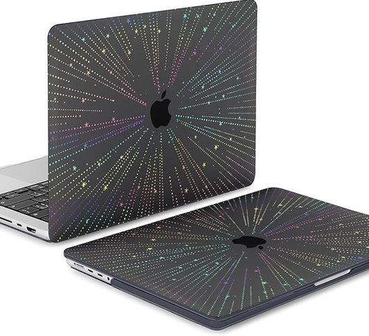 KEROM Clear Black Case for MacBook Pro 13 inch 2022-2016 M2 M1 A2338 A2289 A2251 A2159 A1989 A1706, MacBook Pro 13 inch Clear Case with Design, Plastic Hard Shell Case & Keyboard Cover, Line