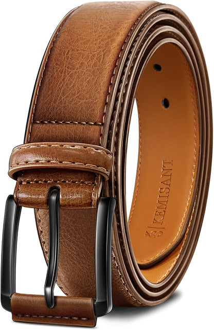 KEMISANT Men Belt-Genuine Leather Belt for Men Dress Casual Golf Jeans 1 3/8"