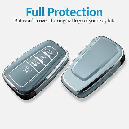 Tukellen for Toyota Key Fob Cover with Keychain,Special Soft TPU Key Case Protector for 2019-2025 RAV4 2020-2022 Highlander Corolla Prius,2018-2024 Camry Avalon C-HR GT86-Storm Blue