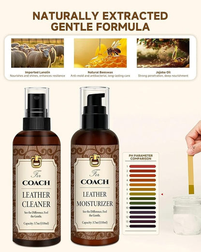 Leather Cleaner & Moisturizer Set for Coach, Cleaning and Maintenance Set for Coach, Powerful Stain Removal, Gentle Care, Suitable for Handbags/Wallets and Other Luxury Brands