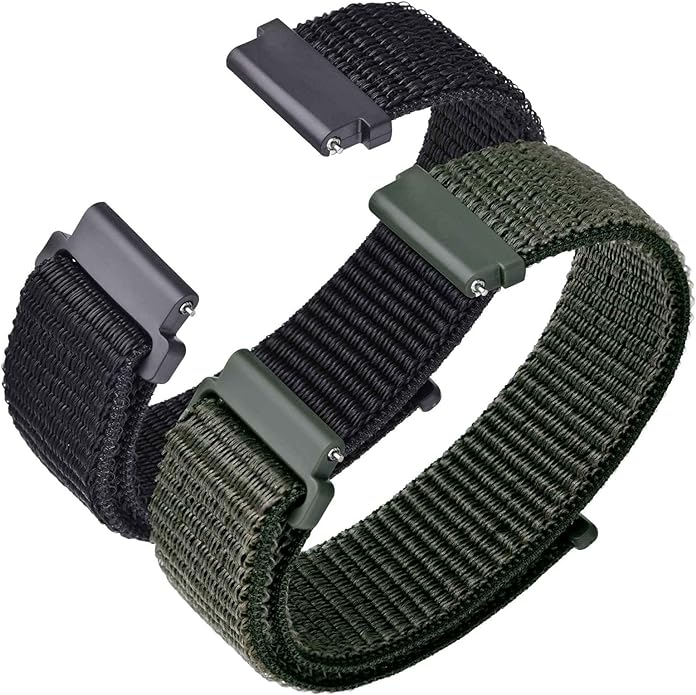 ANNEFIT Nylon Sport Loop Watch Bands, 2 Packs Quick Release Adjustable Strap 16mm 18mm 19mm 20mm 21mm 22mm 24mm