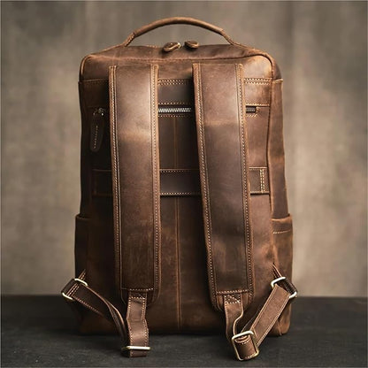 Leather Backpack Leather Backpack Men's Travel Business Bag Laptop School For 15.6 Inch