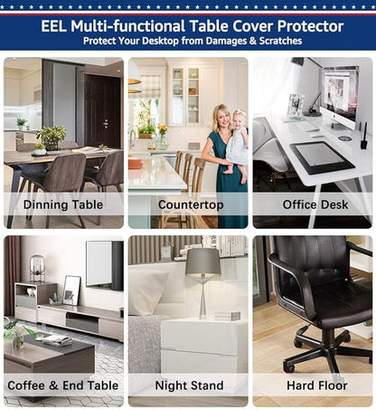 24 X 60 Inch XL Desk Pad Protector Clear Desk Mats Blotter on Top of Desks for Laptop Computer Keyboard PVC Vinyl Large Desktop Writing Mat Cover With Mouse Pad Transparent Waterproof Wipeable Plastic