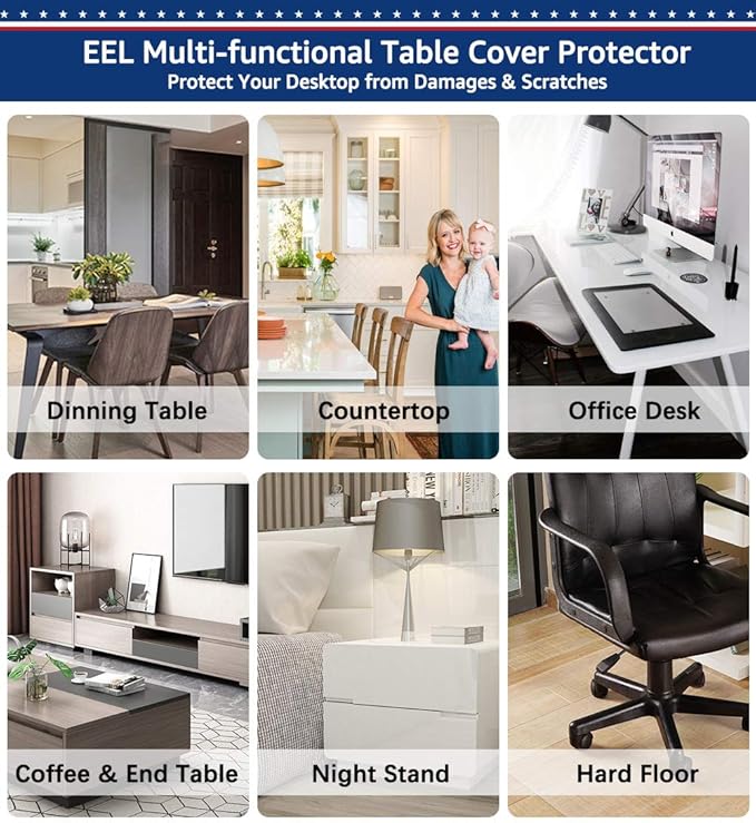 Clear Desk Pad Blotter on Top of Desks Office Table Protector Laptop Computer Keyboard Desktop Plastic PVC Transparent Non-Slip Desk Writing Mat Organizer Mouse Pad Included Waterproof 16 X 32 Inches