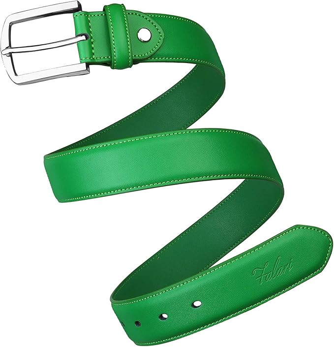 Falari Men Genuine Leather Casual Dress Belt With Single Prong Buckle, Classic Style Belt