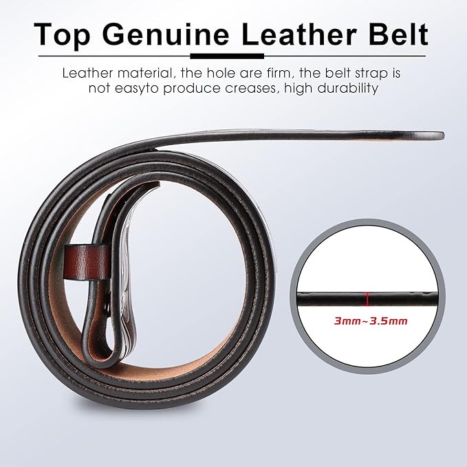HJones Western Belts for Men without Buckle,Cowboy Belt Buckles for Men,1.5" Wide Genuine Leather Belt No Buckle