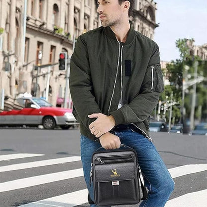 Messenger Bag for Men Crossbody Shoulder Purse Small Vintage PU Leather Satchel Pouch Side Crossover Handbag