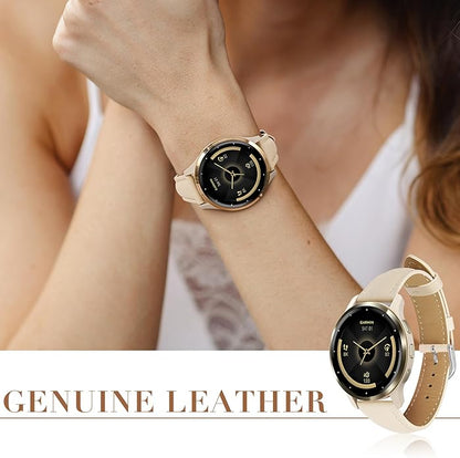 18mm Slim Leather Band Compatible with Garmin Venu 3S 41mm/Venu 4 41mm/Venu 2S/Vivoactive 4S/Vivomove 3S/Forerunner 255S/Forerunner 265S, Quick Release Thin Narrow Soft Strap for Women Men