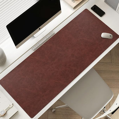 Leather Desk pad for Computer and laptops, Ideal for Gaming and Office use, Large Mouse pad and Keyboard mat,Desk mat Special for man. A complimentary Wrist pad and Phone Stand.(Brown, 15.7"x 31.5")