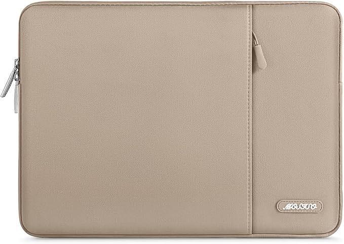 MOSISO Laptop Case 13.3 inch, 13-13.3 inch Laptop Sleeve Compatible with MacBook Air/Pro 13/Pro 14 M5 M4 M3 M2 M1, HP Dell ASUS Lenovo,Polyester Vertical Computer Sleeve Bag with Pocket, Taupe Brown