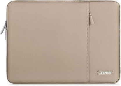 MOSISO Laptop Case 13.3 inch, 13-13.3 inch Laptop Sleeve Compatible with MacBook Air/Pro 13/Pro 14 M5 M4 M3 M2 M1, HP Dell ASUS Lenovo,Polyester Vertical Computer Sleeve Bag with Pocket, Taupe Brown
