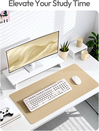 YSAGi Leather Desk Pad Protector, Office Desk Mat, Large Mouse Pad, Non-Slip PU Leather Desk Blotter, Laptop Desk Pad, Waterproof Desk Writing Pad for Office and Home (Gold, 23.6" x 13.8")