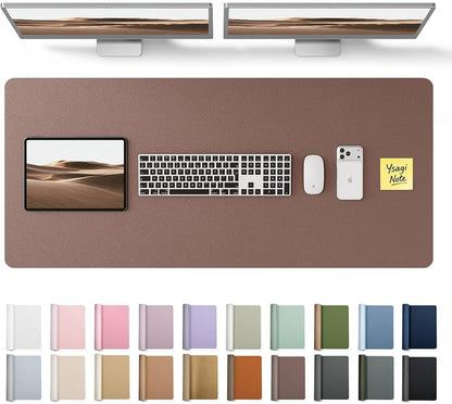 YSAGi Leather Desk Protector, Office Mat, Large Mouse Mat, Non-Slip PU Leather Blotter, Laptop Desk, Waterproof Writing Pad for Office and Home (Chocolate, 47" x 17")