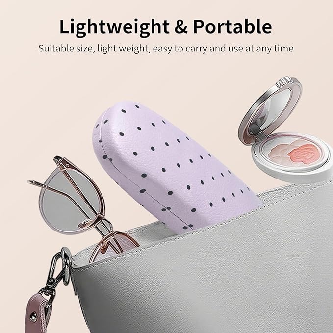 Glasses Case Hard, Cute Sunglasses Case for Women Leather Protective Case for Eyeglass with Cleaning Cloth