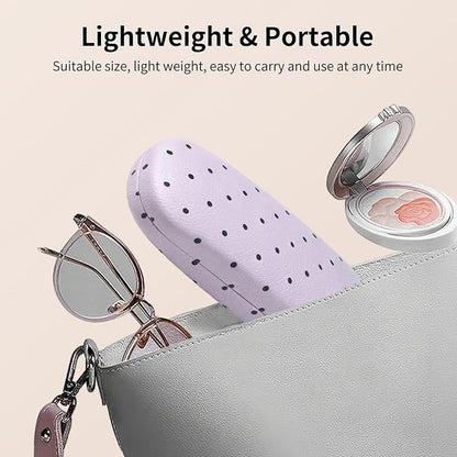 Glasses Case Hard, Cute Sunglasses Case for Women Leather Protective Case for Eyeglass with Cleaning Cloth