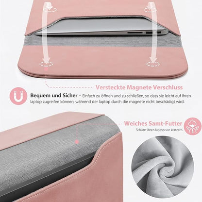 HYZUO 15 Inch Laptop Sleeve Case Bag for MacBook Air 15 M5 A3448 M4 A3241 M3 A3114 M2 A2941 2026-2023, 15" Surface Laptop 7/6/5/4/3, MacBook Pro 15 2019-2016, Faux Suede Leather, Pink