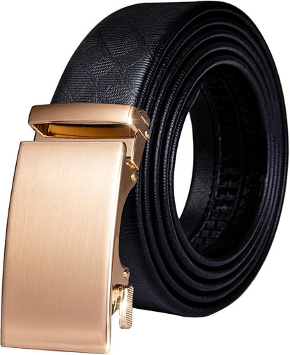 Barry.Wang Mens Belts Leather Ratchet Automatic Buckle Slide Click 1 3/8" Designer Dress Fashion Classic Casual Work Business