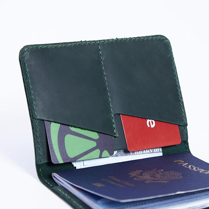 INCARNE US Leather Passport Holder for Travel - Passport Case - Passport Wallet for Men - Passport Cover for Women Sleeve Protector - Travel Essentials Vacation Luggage Travel Gifts - Vintage Green