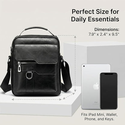 Men's Leather Crossbody Bag, Casual leather Bag for Men, Crossbody Bag Office Business,Handbag Purse Zipper