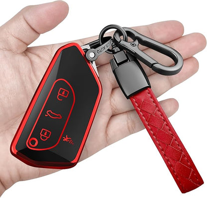 Sindeda for Volkswagen Key Fob Cover with Keychain Soft Full Protection Key Shell Key Case Compatible with VW MK8 Golf/GTI Skoda Octavia (Red)