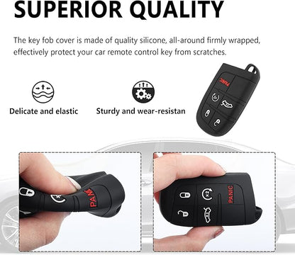 Stacool 5 Buttons Key Fob Cover,Key Fob Replacement for Protecting Remote Key,Key Fob Case Compatible with Jeep Dodge Chrysler (White)