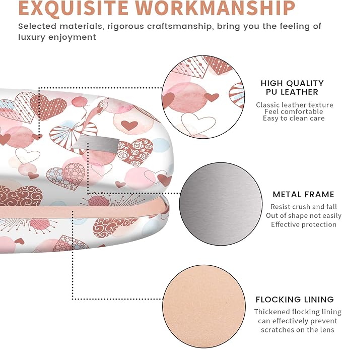 molshine Hard Shell PU Leather Glasses Case,Travel Portable Eyeglass Case for Men Women Girl Travel Study Work
