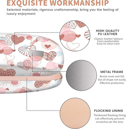 molshine Hard Shell PU Leather Glasses Case,Travel Portable Eyeglass Case for Men Women Girl Travel Study Work