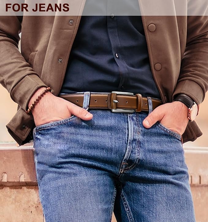 BULLIANT Men Belt Multi Pack,Leather Belt For Gift Men Golf Dress Casual Jean 7Holes 1 3/8"