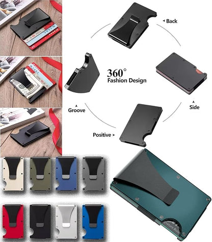Leatherboss Wallet for Men RFID Blocking Minimalist Metal Card Holder with Money Clip Holds Credit Cards and Cash (Gold)