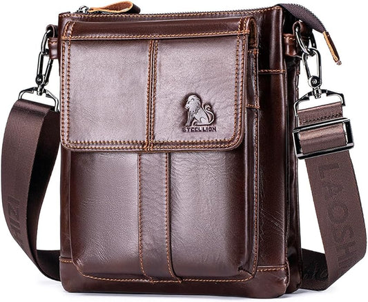 Men's Genuine Leather Crossbody Bag - Spacious & Functional & Durable Daily Use