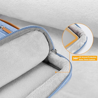 MOSISO 360 Protective Laptop Case 13.3 inch, 13-13.3 inch Laptop Sleeve Compatible with MacBook Air/Pro 13 / Pro 14,HP Dell Acer ASUS,Side Open Carrying Case with 4 Zipper Pockets&Handle, Sky Blue
