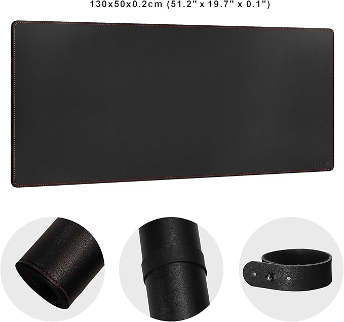 ZORESYN Desk Pad (51.2"x19.7"), PU Leather Desk Blotter Protector, Large Gaming Mousepad Desk Mat - Waterproof Non Slip Base Keyboard Extended Mouse Mat (Black)