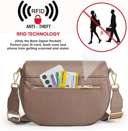 Kattee Crossbody Bag Bum Bags for Women, Leather Fanny Packs Belt Bag, Spacious Sling Purses for Women with RFID Blocking, Khaki