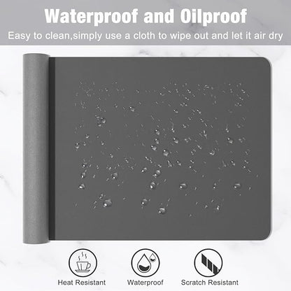 Hsurbtra Desk Pad, 30" x 14" PU Leather Desk Mat, XL Extended Mouse Pad, Waterproof Desktop Blotter Protector, Non-Slip Ultra Thin Large Laptop Keyboard Writing Mat for Office Home, Dark Gray