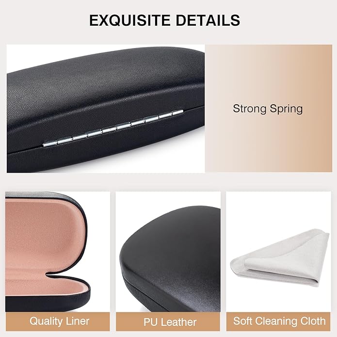 Marvolia Glasses Case Hard Shell - PU Leather Eyeglass Cases Eyeglasses Case for Sunglasses Eye Glasses Cases