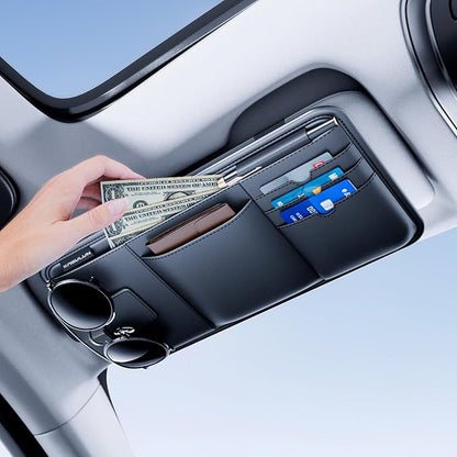Sun Visor Organizer, Multi-Pocket Sun Visor Organizer for Car, SUV and Truck, Sun Visor Glasses Holder Card Holder Driver License Registration Pen Cell Phone Bill Ticket Key Document Holder1