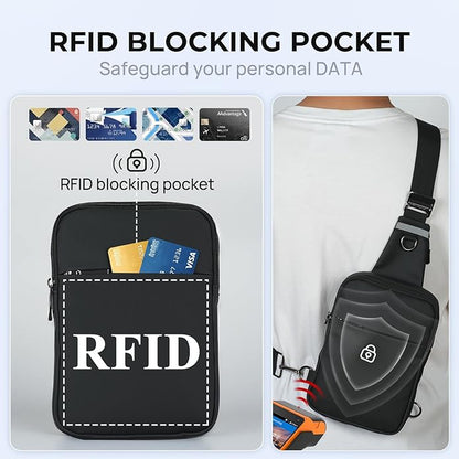 BROADREAM Mini Sling Bag for Men Women Small Crossbody Backpack Shoulder Bags with RFID & Waterproof for Hiking Trave Running