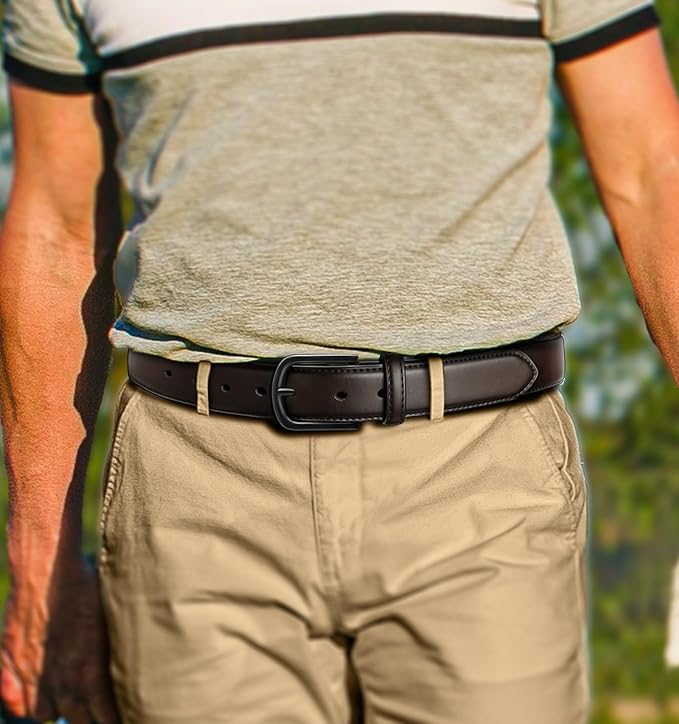 BULLIANT Men Belt-Leather Belt 7 Holes Comfortable for Men Dress Casual Jeans 1 3/8"