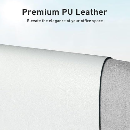 Aothia Faux Leather Desk Mat - Non-Slip PU Leather Desk Blotter, Waterproof Writing Surface, Large Desk Pad for Office & Home (Barely Grey, 55" x 17")
