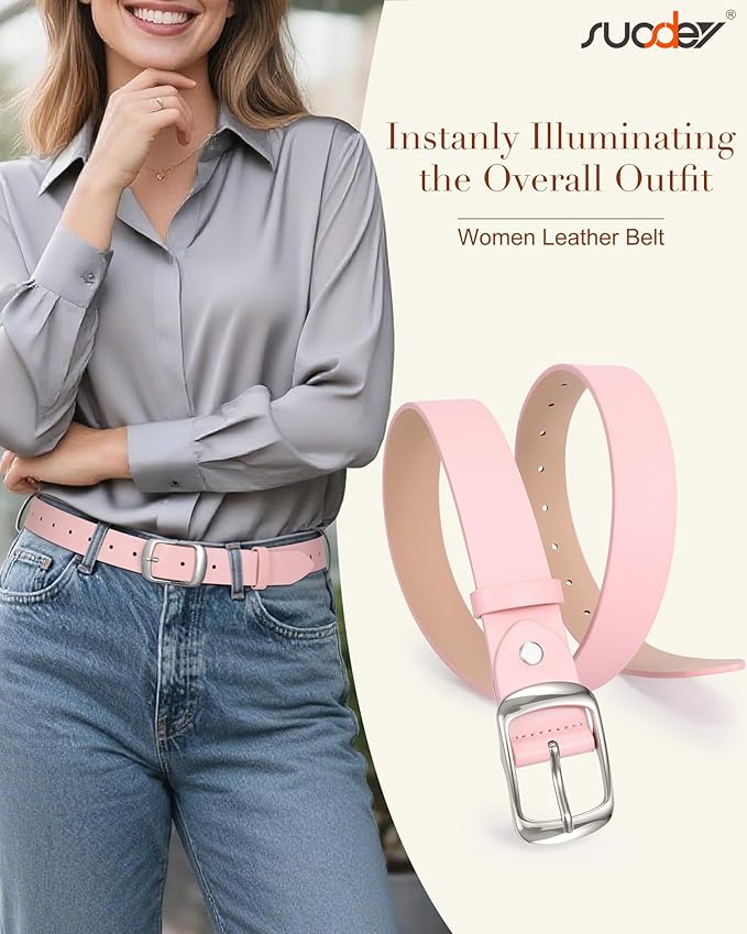 SUOSDEY Women Belts For Jeans Dresses Pants Ladies Leather Waist Belt with Elegant Buckle, Width 1.3"