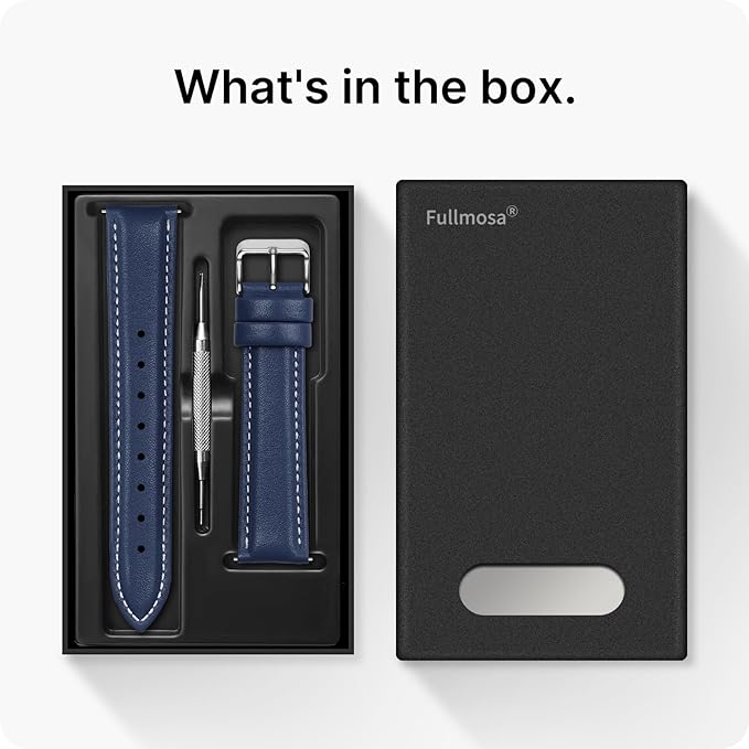 Fullmosa Watch Band, Quick Release Leather Watch Strap for Men Women, Replacement Bands Width 12mm 14mm 16mm 18mm 19mm 20mm 21mm 22mm 24mm