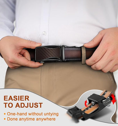 BULLIANT Men Belts 2 Pack,Ratchet Sliding Belt Adjustable For Gift Mens Dress Casual 1 3/8",Cut for Fit